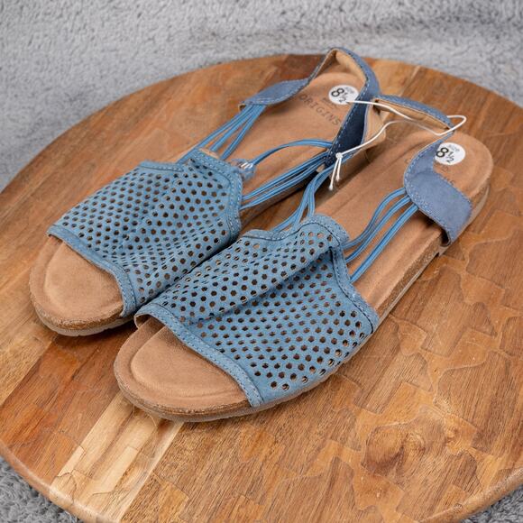 Earth Origins Sandals Sz 8.5 Lyla Cobalt Blue Perforated Sling-Back - Picture 3 of 5